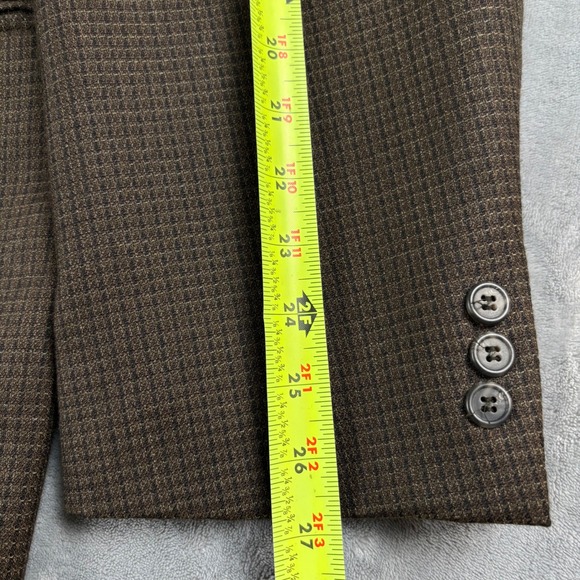 Alexander Lloyd Mens Brown Houndstooth Worsted Wool Blend Blazer Jacket Size 54L - Picture 11 of 13